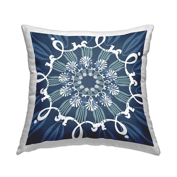 Stupell Industries Fluid Shapes Blue Pattern Blue Square Outdoor Throw Pillow
