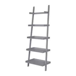 26.75 in. W x 16.3 in. D x 72.5 in. H 5-Tier Rectangular Ladder Storage Shelf in Gray