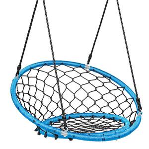 Spider Web Chair Swing with Adjustable Hanging Ropes Kids Play Equipment Blue