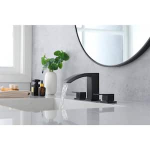 Dowell 8 in. Waterfall Widespread 2-Handle Bathroom Faucet With Pop-up Drain Assembly in Spot Resist Matte Black