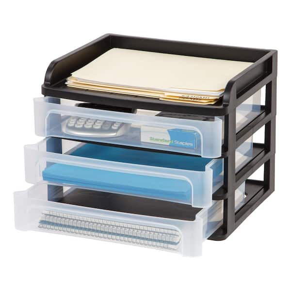 IRIS USA, Small 3 Drawer Countertop Organizer, 2 Pack - Navy Blue