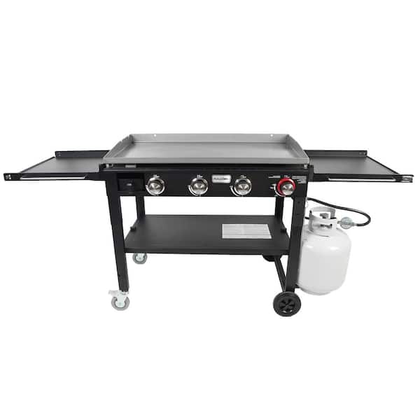 Razor 37 in. 4-Burner Portable Propane Gas Griddle with Folding Shelves and Lid in Black