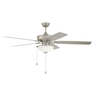 Outdoor Super Pro Plus-211 60 in. Indoor/Outdoor Dual Mount Painted Nickel Ceiling Fan with Optional LED Bowl Light Kit