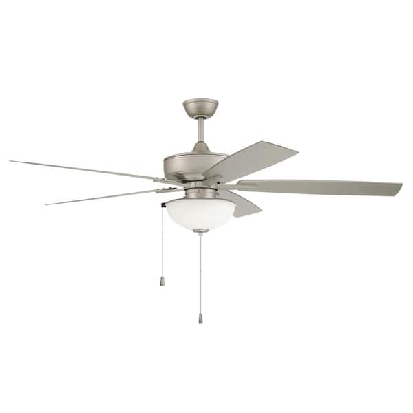 CRAFTMADE Outdoor Super Pro Plus-211 60 in. Indoor/Outdoor Dual Mount Painted Nickel Ceiling Fan with Optional LED Bowl Light Kit