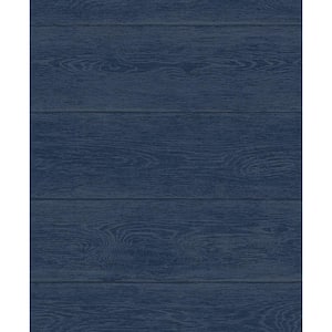 30.75 sq. ft. Navy Blue Woodgrain Vinyl Peel and Stick Wallpaper Roll