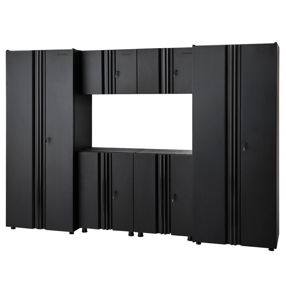 6-Piece Regular Duty Welded Steel Garage Storage System in Black (109 in. W x 75 in. H x 19.6 in. D) -  Husky, GS10806-2D