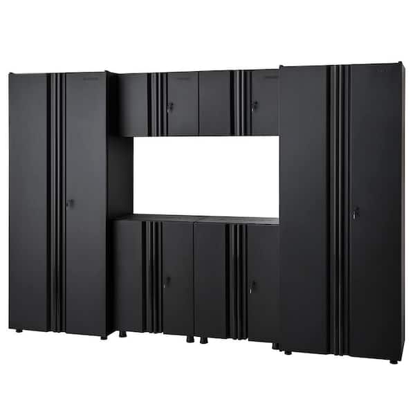 Husky 6-Piece Regular Duty Welded Steel Garage Storage System in Black (109 in. W x 75 in. H x 19.6 in. D)