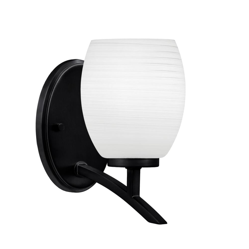 Siena 5 in. 1-Light Matte Black Sconce with 5 in. White Linen Glass Shade N