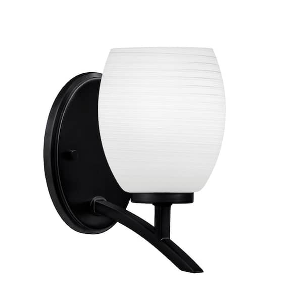Unbranded Siena 5 in. 1-Light Matte Black Sconce with 5 in. White Linen Glass Shade No Bulb Included