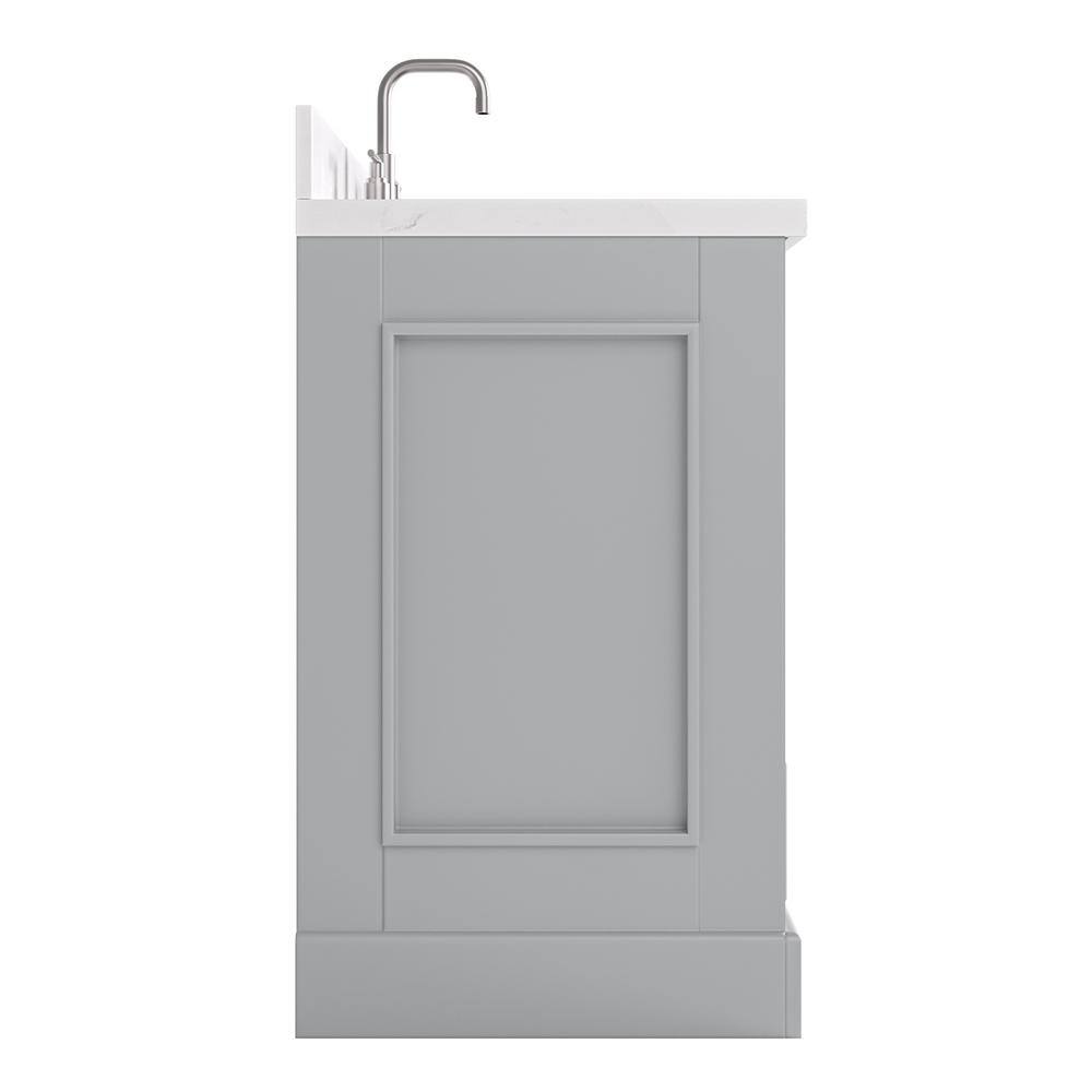 Stafford 60" Gray Double Sink Freestanding Vanity with Carrara Quartz Top
