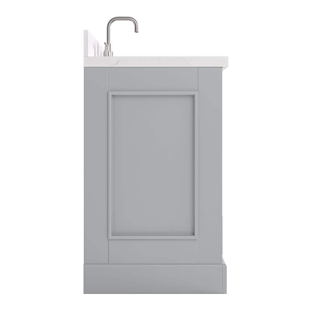 Stafford 60" Gray Double Sink Freestanding Vanity with Carrara Quartz Top