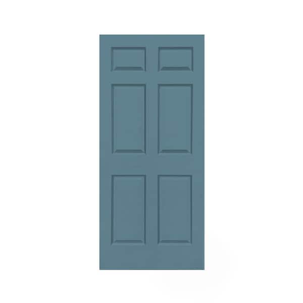 CALHOME 36 in. x 80 in. Dignity Blue Stained Composite MDF 6 Panel Interior Barn Door Slab
