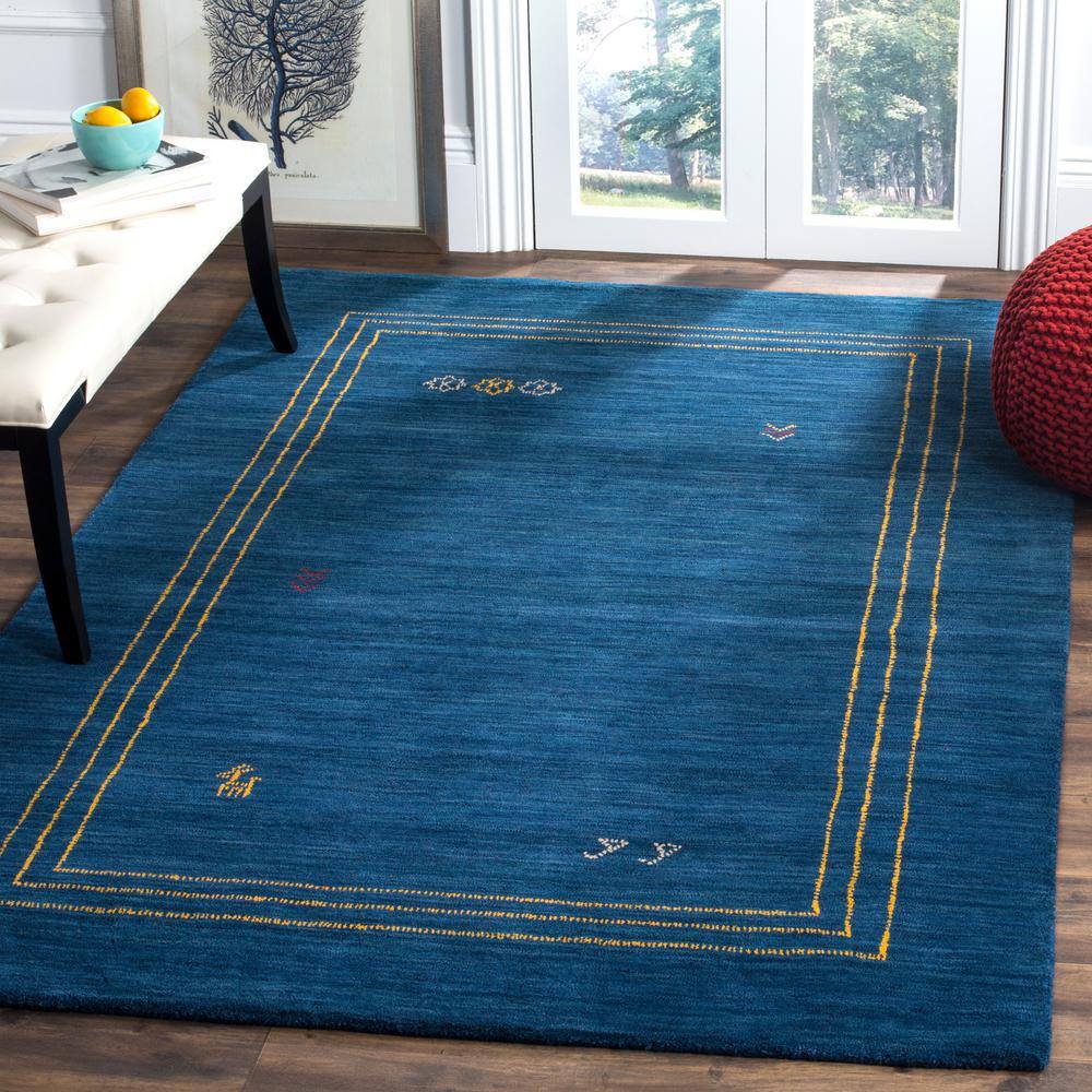 Handmade Blue Wool 8' x 10' Rectangular Area Rug