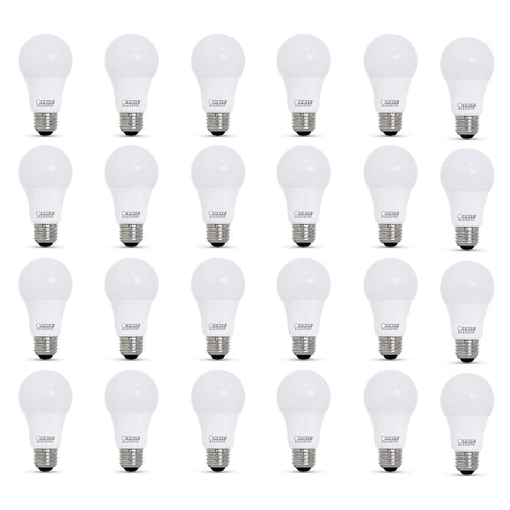 Feit Electric 60-Watt Equivalent A19 Dimmable CEC Title 20 ENERGY STAR 90+ CRI E26 Medium LED Light Bulb, Bright White 3000K (24-Pack)