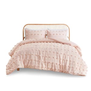 3-Pieces Pink Clip Polyester Jacquard Comforter Set, Twin