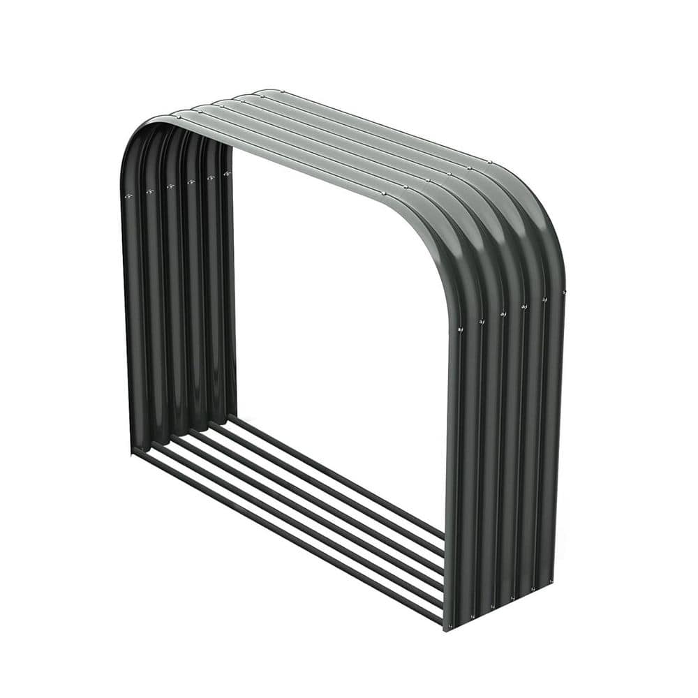 Gray 5 ft. W x 1.5 ft. D Metal Firewood Storage Shed Heavy Duty Log Holder Lumber Storage Stand for Garden (7.5 sq. ft.) price history on PriceWatchPro