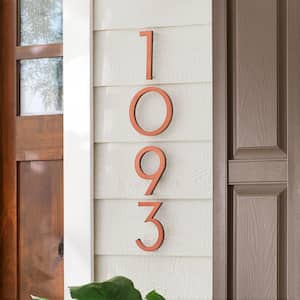 8 in. Antique Copper Aluminum Floating or Flat Modern House Number 0