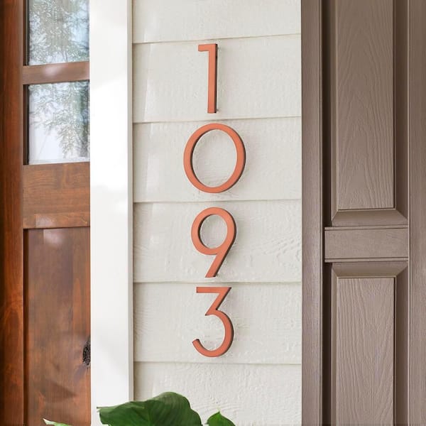 8 in. Antique Copper Aluminum Floating or Flat Modern House Number 1