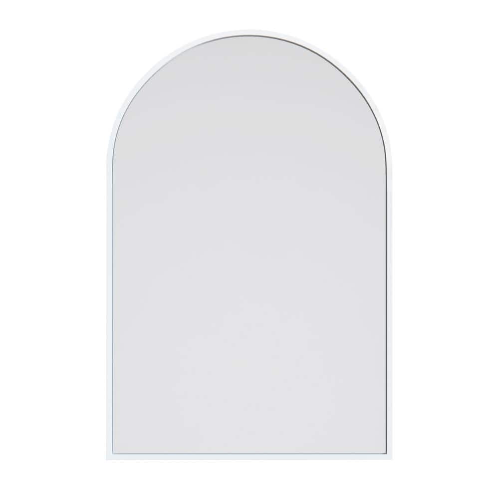20 in. W x 30 in. H Framed Arched Bathroom Vanity Mirror in White price history on PriceWatchPro