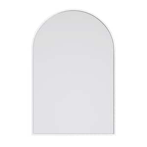 20 in. W x 30 in. H Framed Arched Bathroom Vanity Mirror in White
