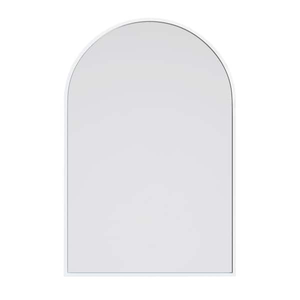 Glass Warehouse 20 in. W x 30 in. H Framed Arched Bathroom Vanity Mirror in White