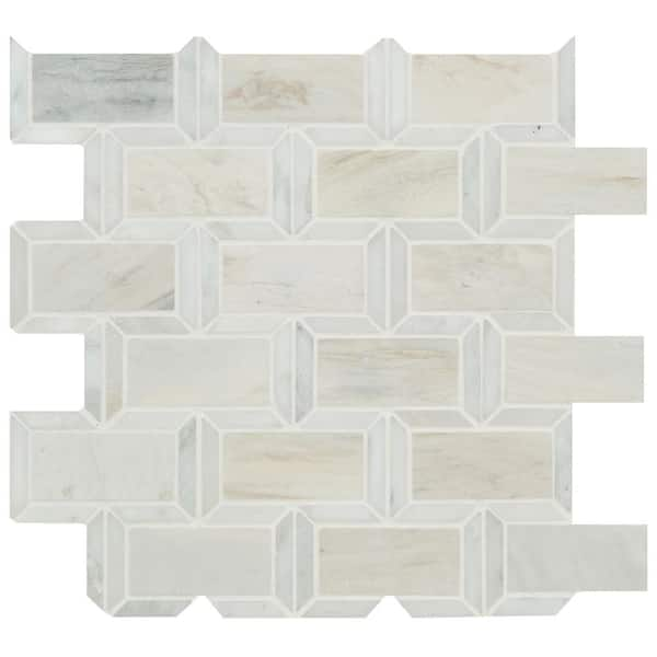 MSI Angora Framework 12 in. x 12 in. Polished Marble Floor and Wall Tile (10 sq. ft./Case)