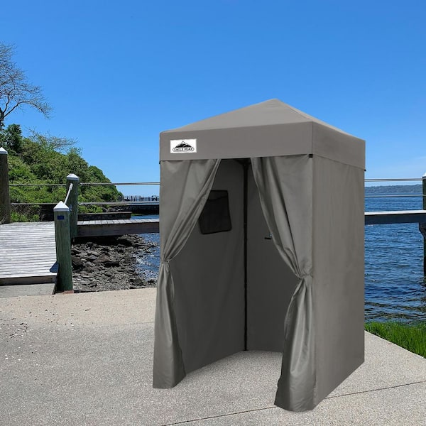 4 ft. x 4 ft. Pop Up Privacy Tent Foldable Outdoor Portable Dressing Changing Room Shelter, Dark Gray