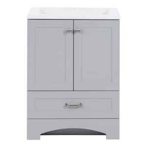 Lancaster 24 in. W x 19 in. D x 33 in. H Single Sink Bath Vanity in Pearl Gray with White Cultured Marble Top