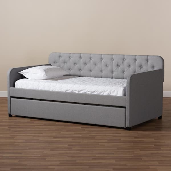 Baxton Studio Camelia Light Gray Twin Daybed with Trundle 150 9014