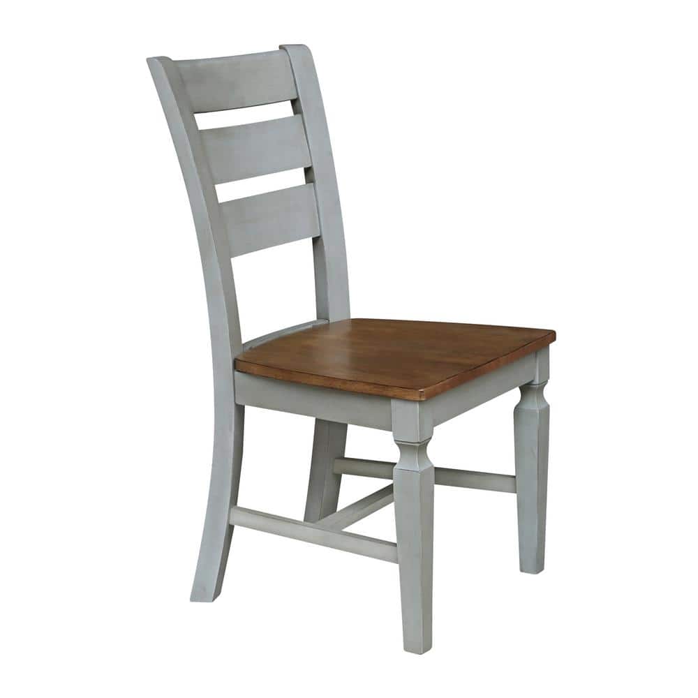 Vista Distressed Hickory and Stone High Ladderback Wood Chairs - Set of 2