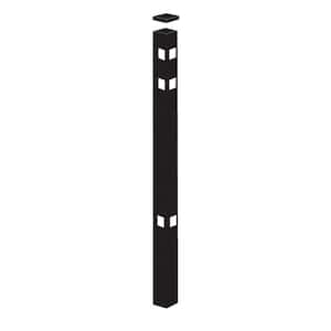 2 in. x 2 in. x 8-7/8 ft. Cascade Black Standard-Duty Aluminum Fence Corner Post