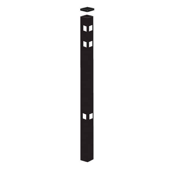 Barrette Outdoor Living 2 in. x 2 in. x 8-7/8 ft. Cascade Black Standard-Duty Aluminum Fence Corner Post