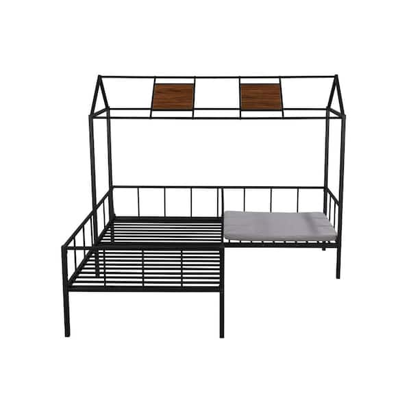 GOJANE Black Twin Play House Bed with Seating Area W427S00122LWY