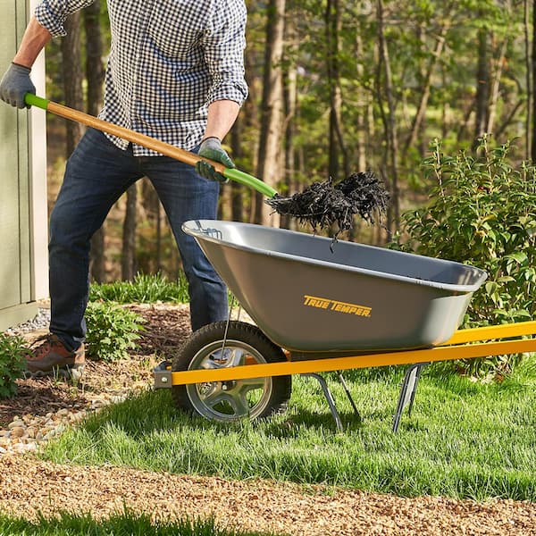 True Temper 6 cu. ft. Wheelbarrow with Steel Handles and Flat Free Tire R6STSP14 The Home Depot