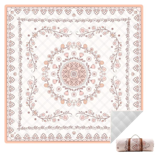 79 x 79 in Extra Large Boho Outdoor Picnic Blanket, Washable Foldable Portable Beach and Camping Mat