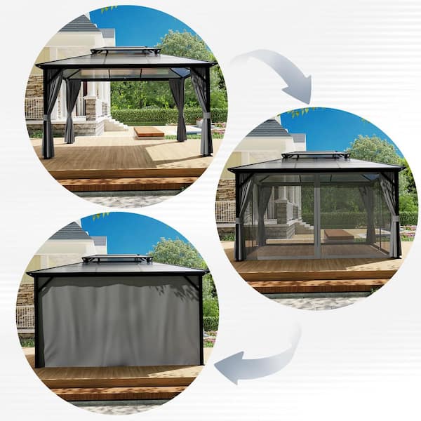 Esunny 13 ft. x 10 ft. Outdoor Patio Aluminum Frame Polycarbonate