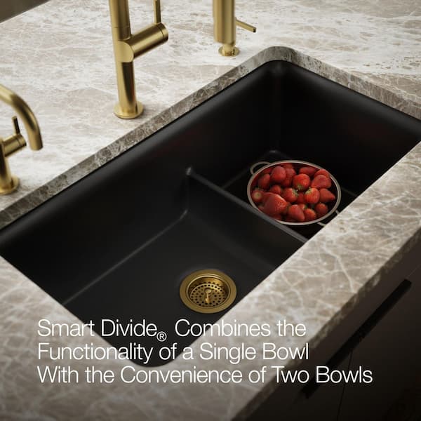 KOHLER Cairn Matte Black Granite Composite 33 .5 in. Double Bowl