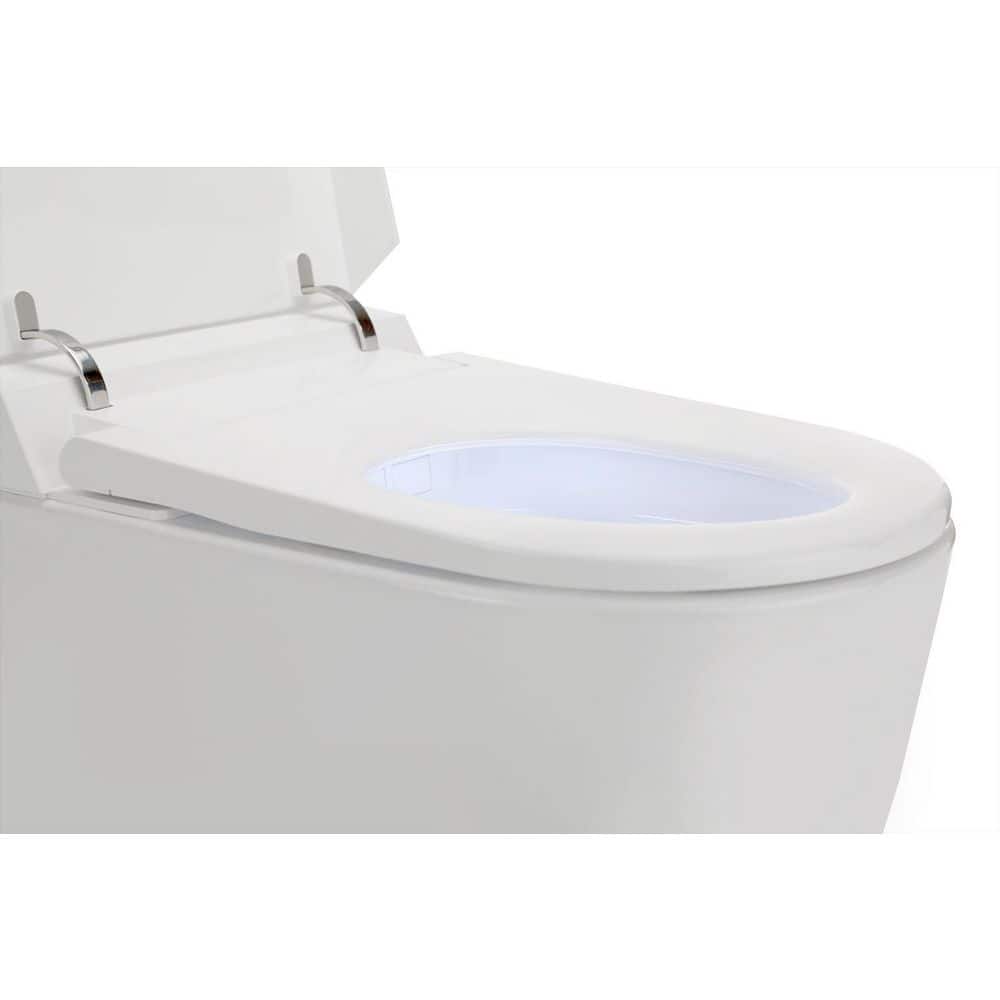 White ADA Chair Height Smart Bidet Toilet with LED Nightlight