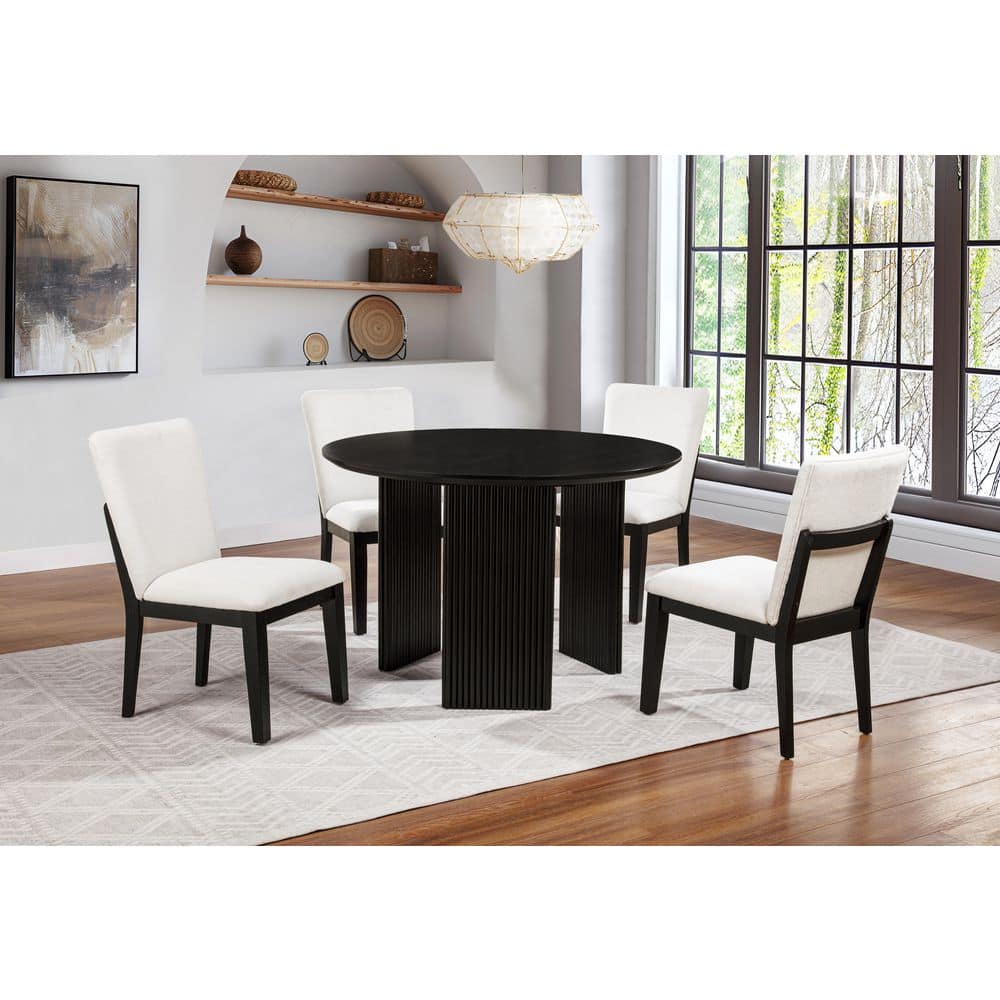 Aspen Black Wood 5-Piece Round Organic Modern Dining Set (Seats-4) price history on PriceWatchPro