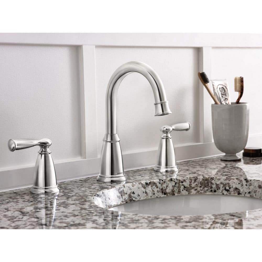 Polished Chrome Double Handle Widespread Bathroom Faucet