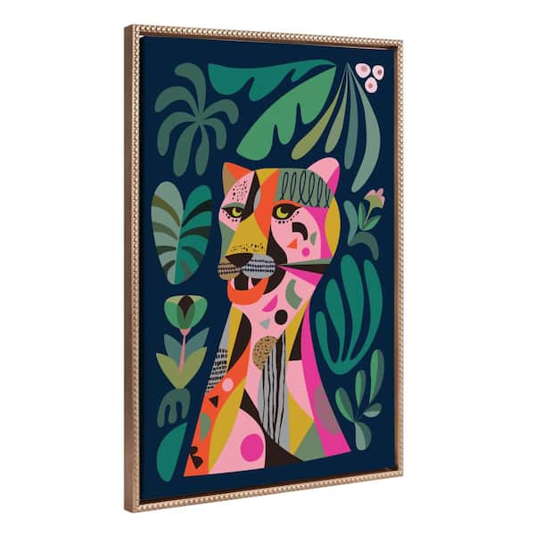 Kate and Laurel Mid-Century Modern Colorful Animal Wall Art" 1-Piece Gold Framed Canvas Art Print, 23 in. x 33 in.