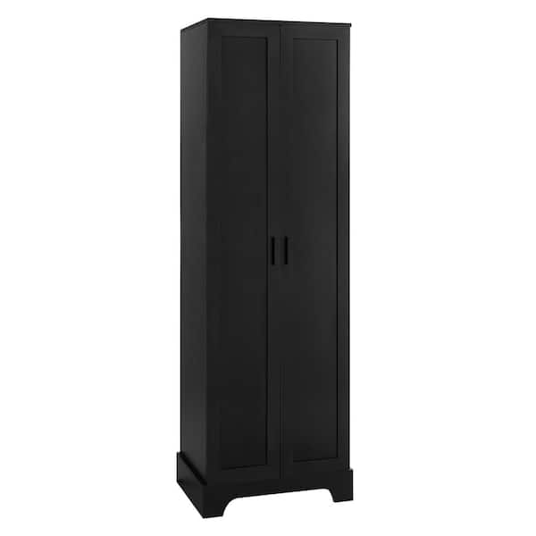 grossag 23.6 in. W x 16.9 in. D x 71.2 in. H Black MDF Freestanding Linen Cabinet with 2-Doors and Adjustable Shelf