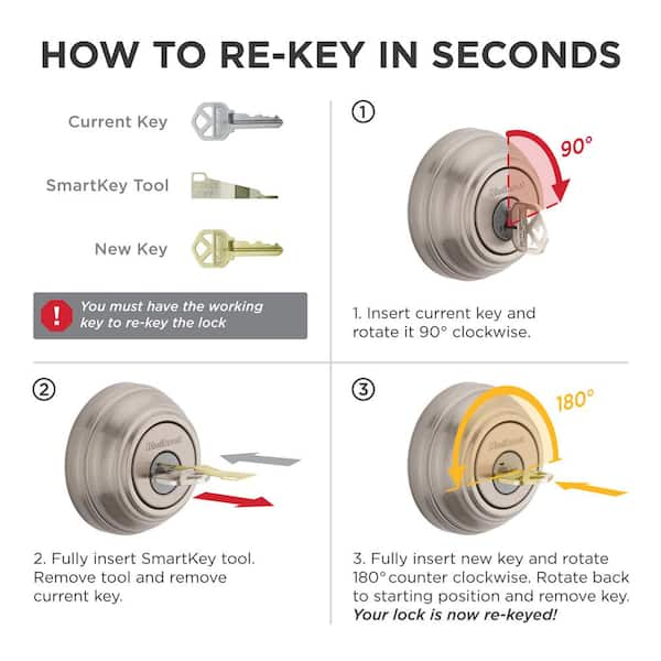 660 Satin Nickel Single Cylinder Deadbolt featuring SmartKey Security and Microban Technology