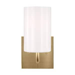 Rhett 5 in. 1-Light Satin Bronze Small Vanity Light with Clear/White Glass Shade