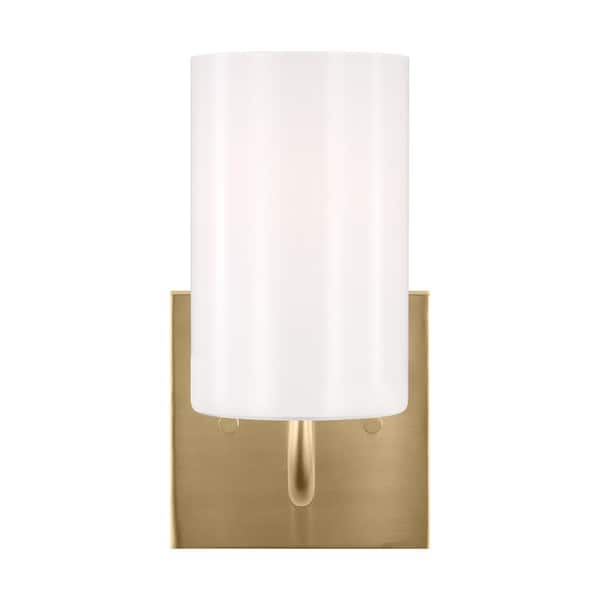 Generation Lighting Rhett 5 in. 1-Light Satin Bronze Small Vanity Light with Clear/White Glass Shade