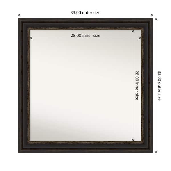 Amanti Art Accent Bronze 33 in. x 33 in. Custom Non-Beveled Polystyrene Antique Framed Bathroom Vanity Wall Mirror