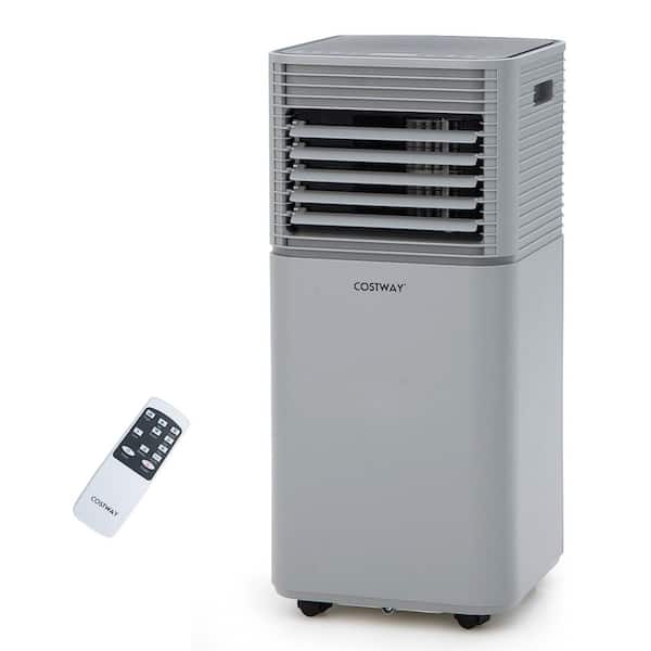 Costway 5,300 BTU Portable Air Conditioner Cools 220 Sq. Ft. with Dehumidifier and Remote in Gray