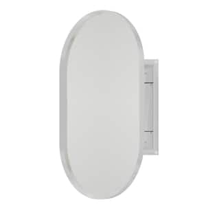 Anky 20 in. W x 4.5 in. D x 34 in. H Metal Bathroom Storage Oval Medicine Wall Cabinet with Mirror in White