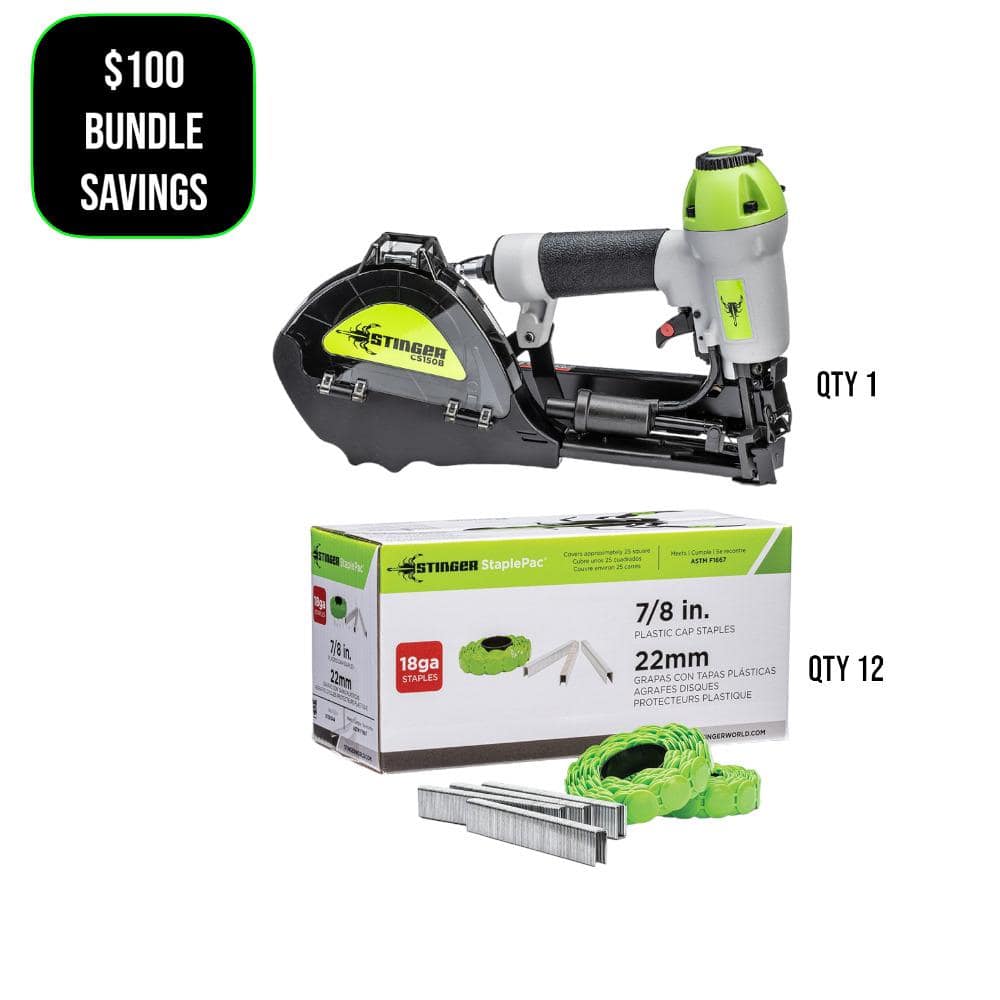 7/8 in x 3/8 in Medium Crown Green 18-Gauge Collated Cap Staple Tool Bundle (24000-Count) price history on PriceWatchPro