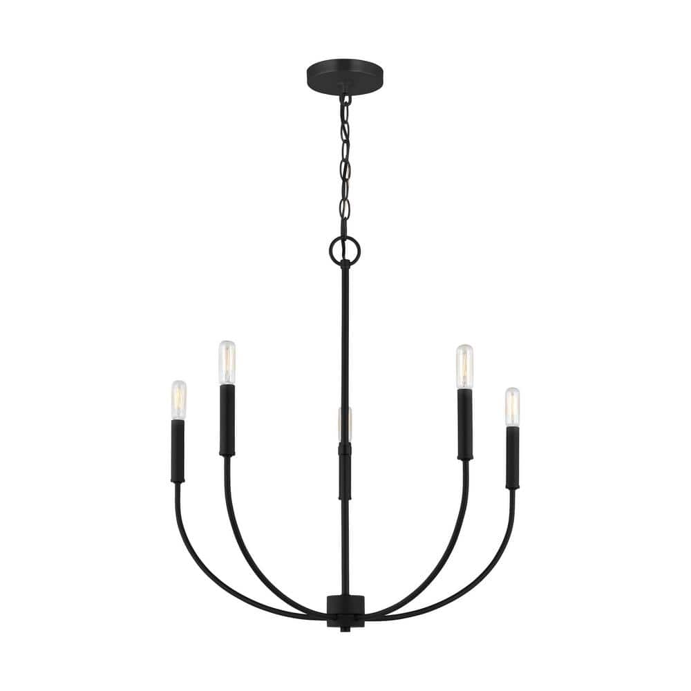 Greenwich 5-Light Incandescent Candle Chandelier in Midnight Black